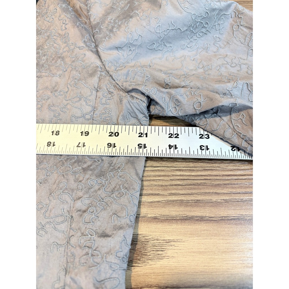 Eileen Fisher Luxury 100% Silk Embroidered Floral Open Front Blazer Jacket M - Picture 8 of 10